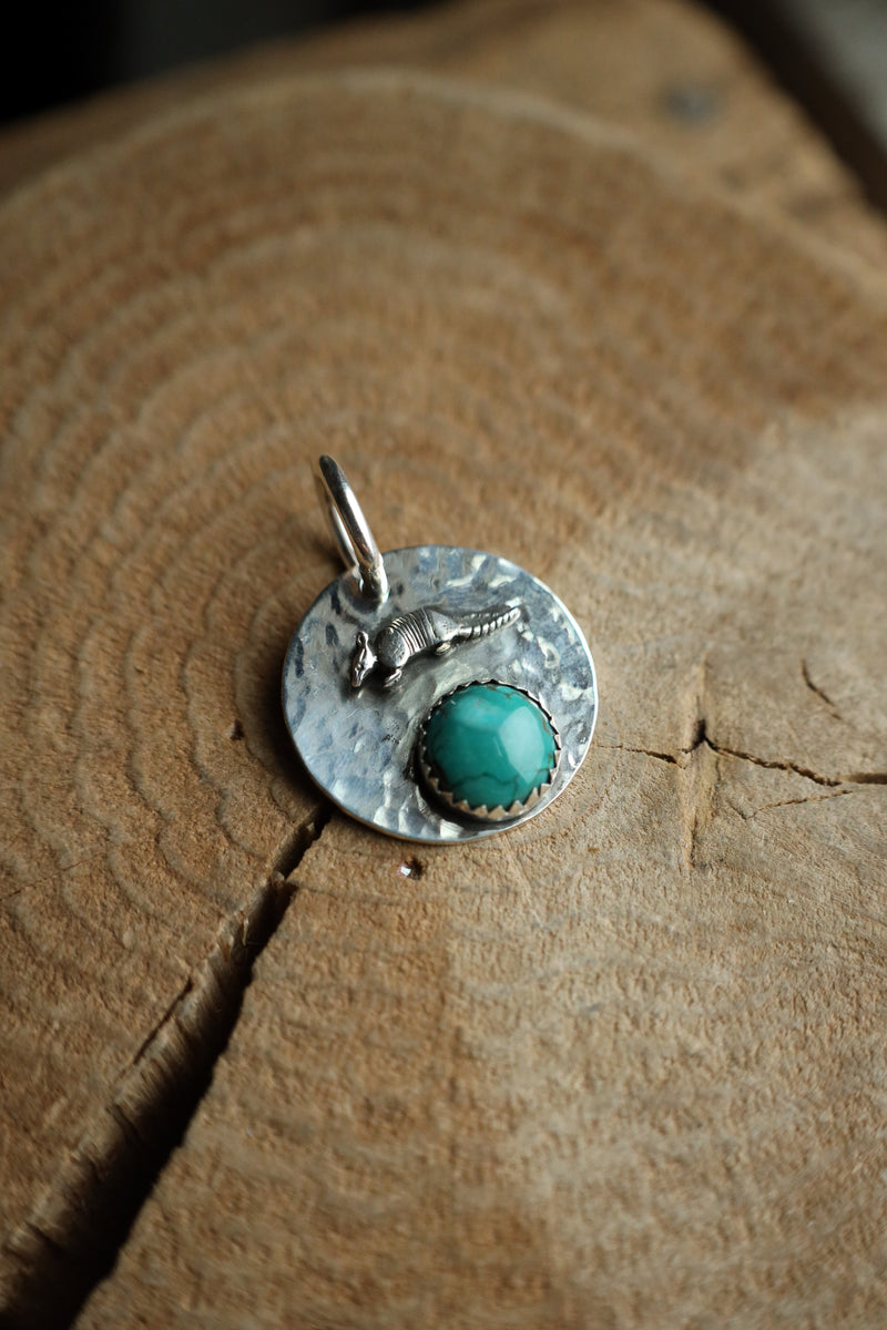 Richard Schmidt Armadillo Large Green Turquoise Round Pendant