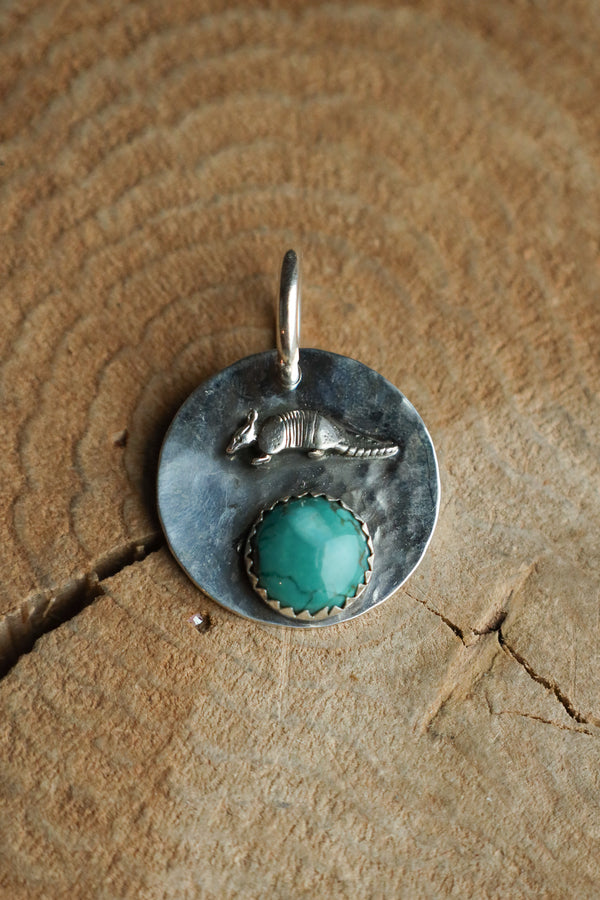 Richard Schmidt Armadillo Large Green Turquoise Round Pendant