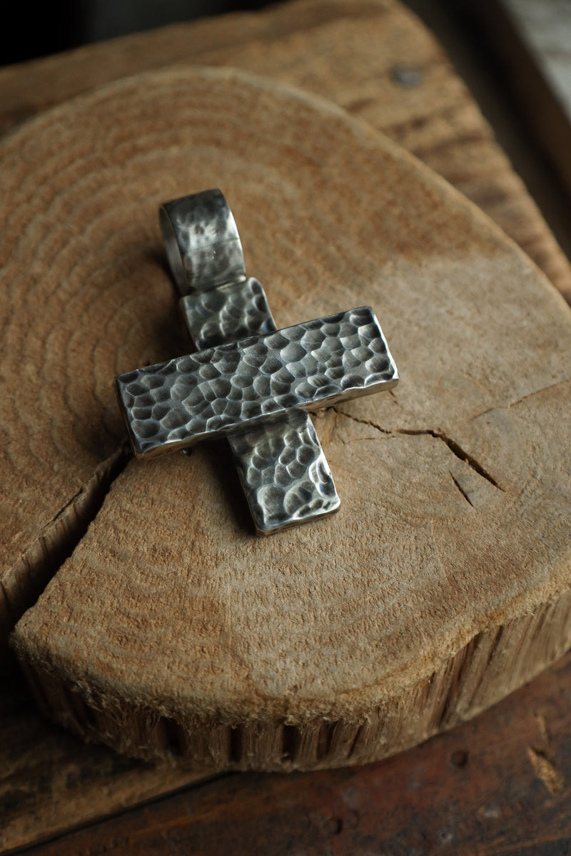 Richard Schmidt Wide Hammered Cross Pendant