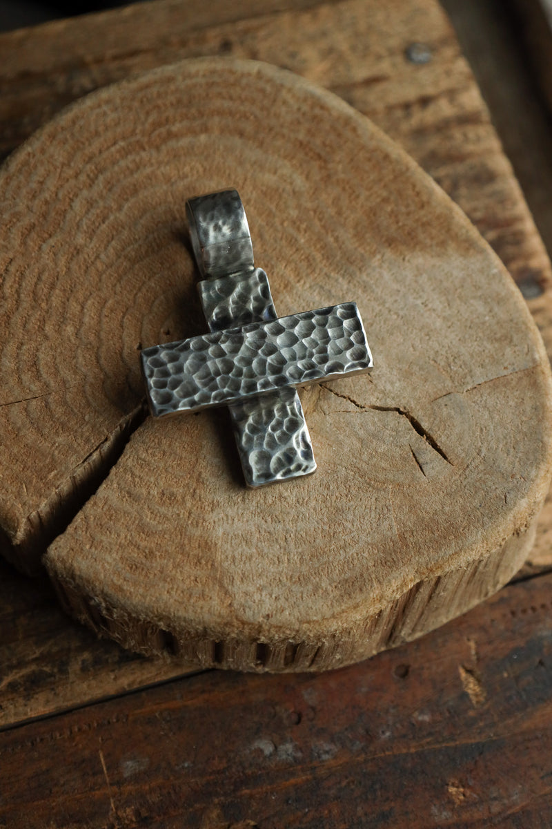 Richard Schmidt Wide Hammered Cross Pendant