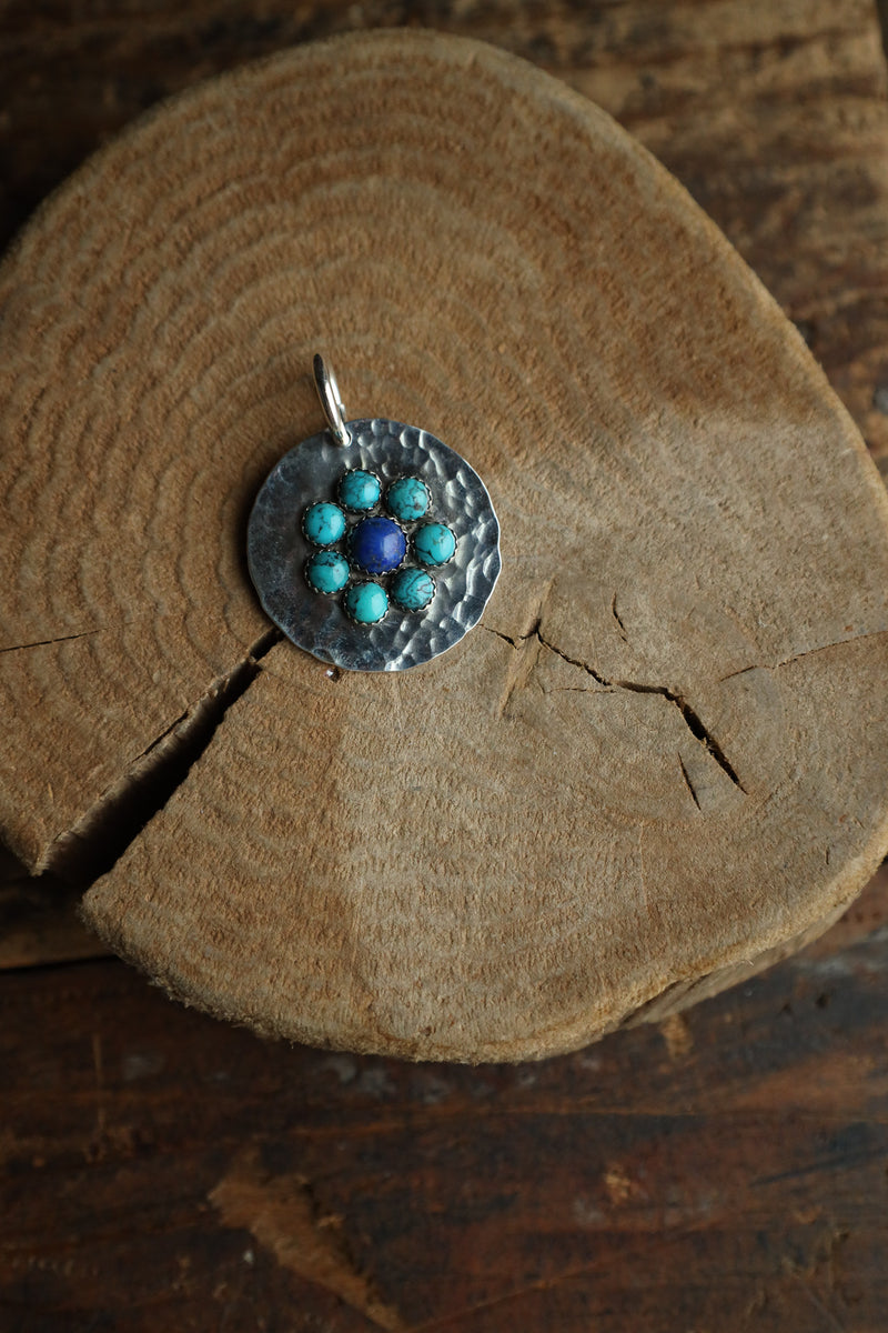 Richard Schmidt 1 Lapis 7 Turquoise Round Flower Pendant