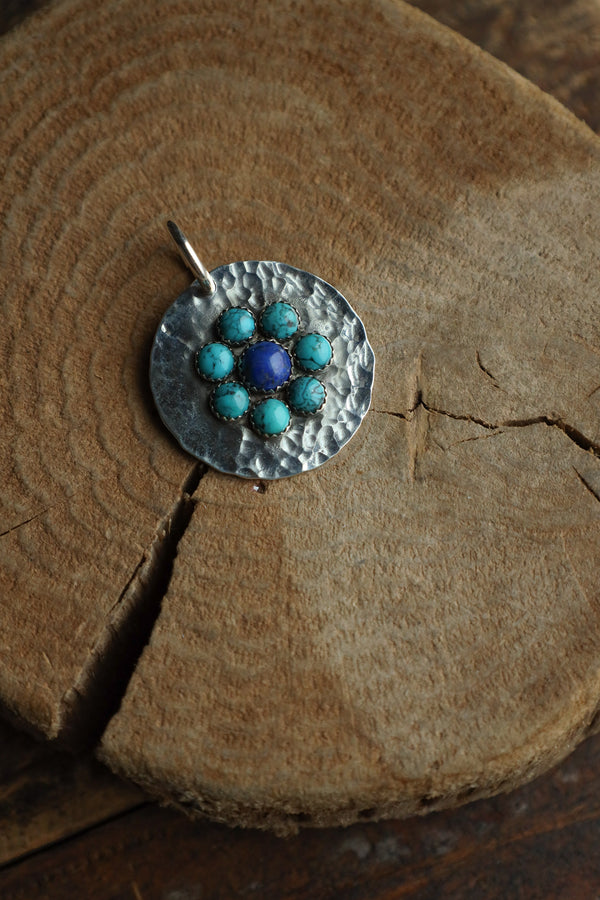 Richard Schmidt 1 Lapis 7 Turquoise Round Flower Pendant