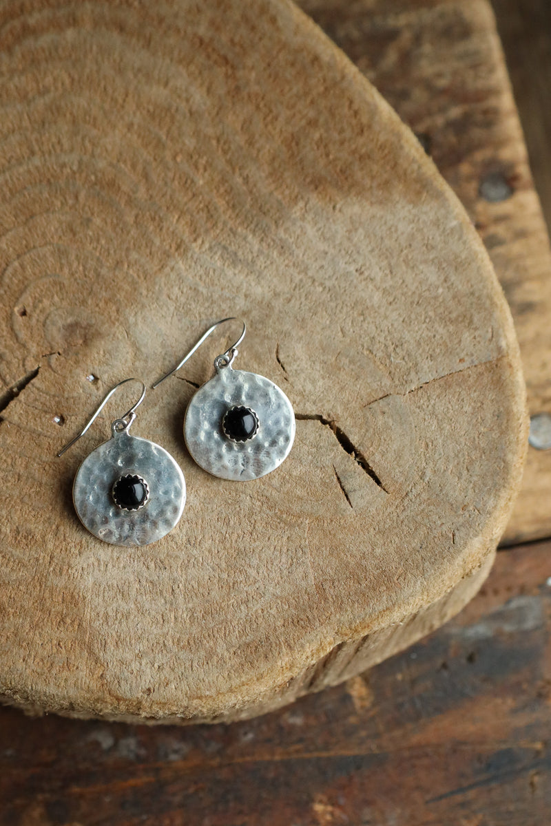 Richard Schmidt Small Round With Small Onyx Round Center Earring