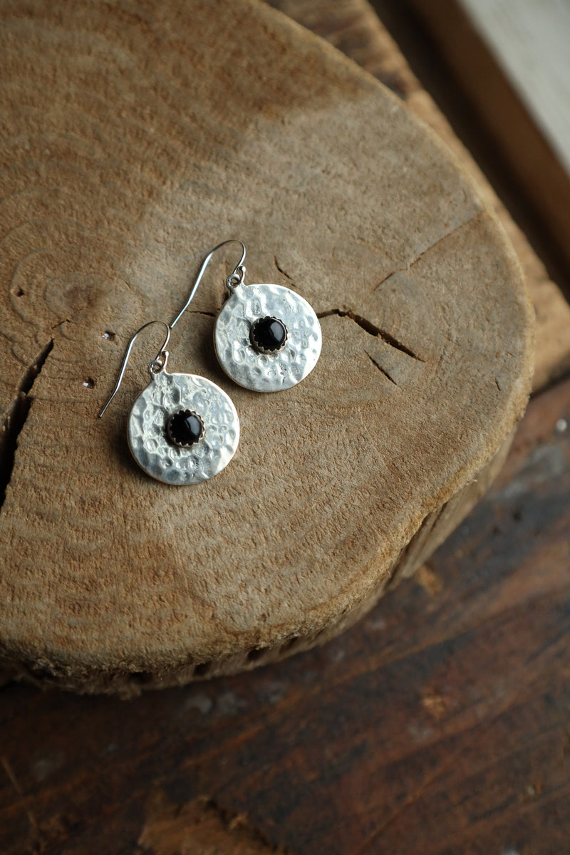 Richard Schmidt Small Round With Small Onyx Round Center Earring