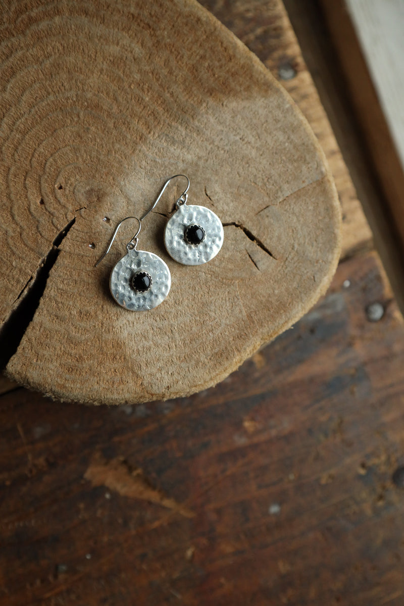 Richard Schmidt Small Round With Small Onyx Round Center Earring