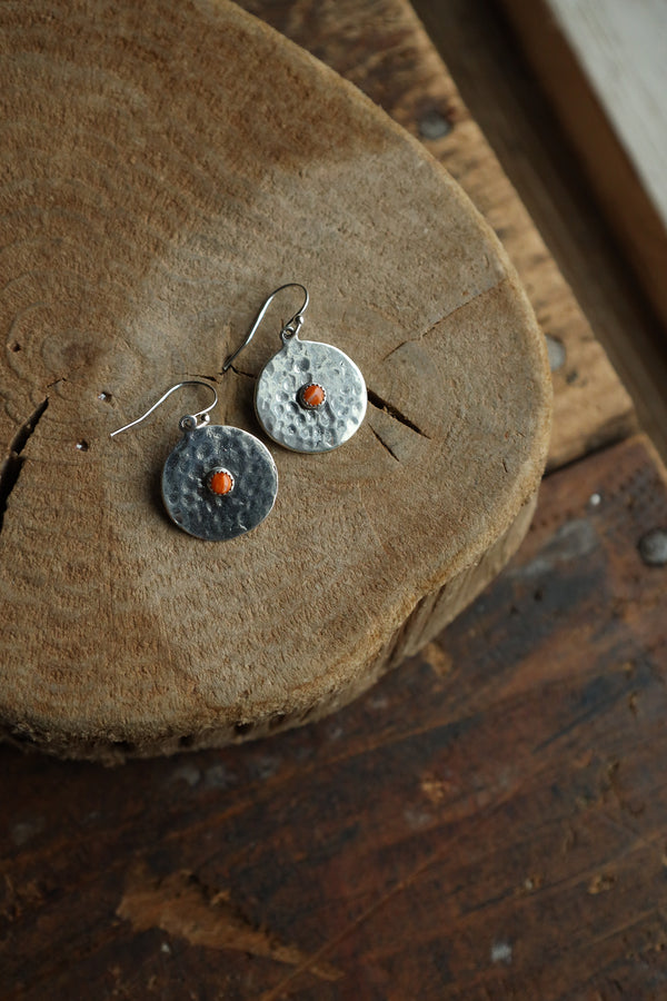 Richard Schmidt Small Round With Spiny Oyster Dot Center Earring