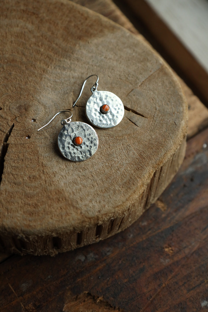 Richard Schmidt Small Round With Spiny Oyster Dot Center Earring