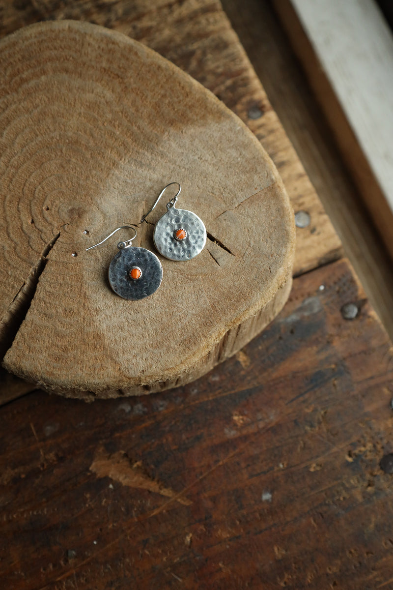 Richard Schmidt Small Round With Spiny Oyster Dot Center Earring