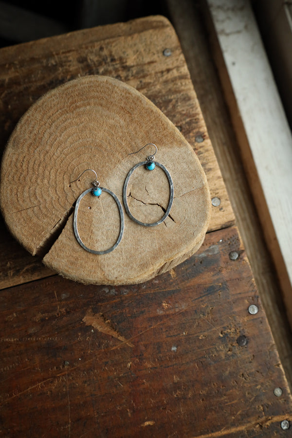 Richard Schmidt Oval Turquoise Round Top Earring