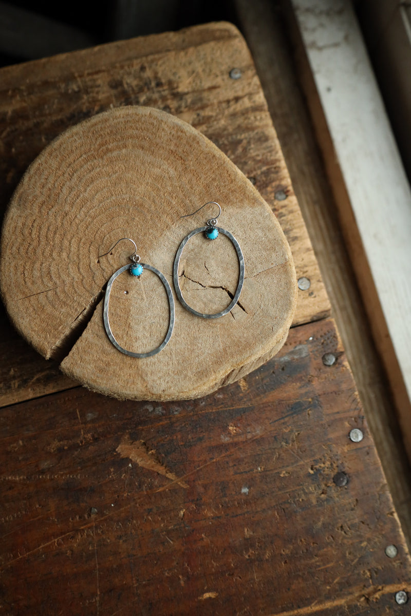 Richard Schmidt Oval Turquoise Round Top Earring