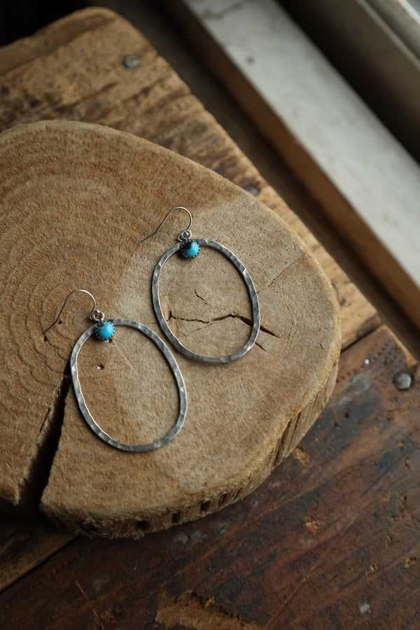 Richard Schmidt Oval Turquoise Round Top Earring