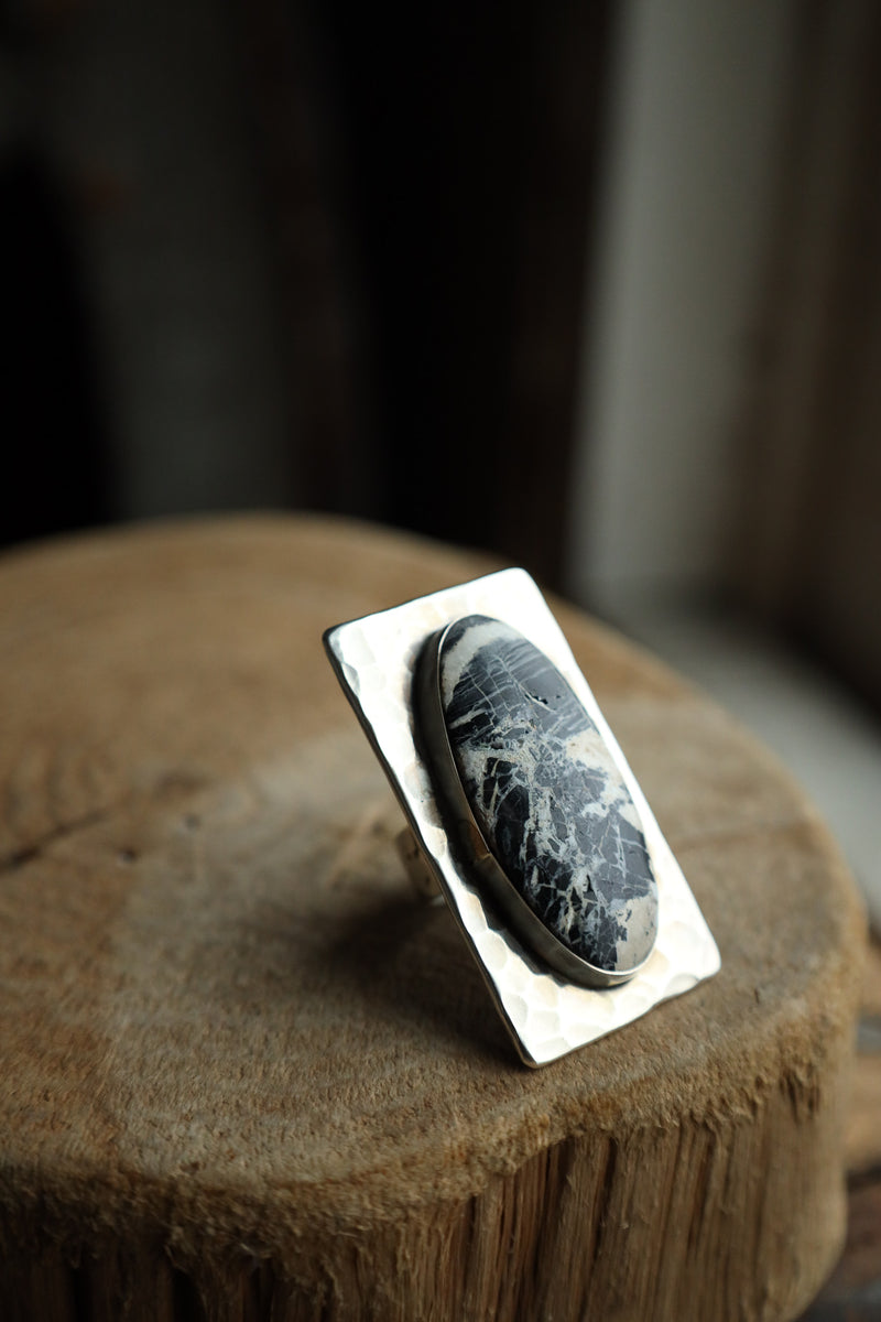 Richard Schmidt White Buffalo Oval Rectangle Ring- Size 6.5