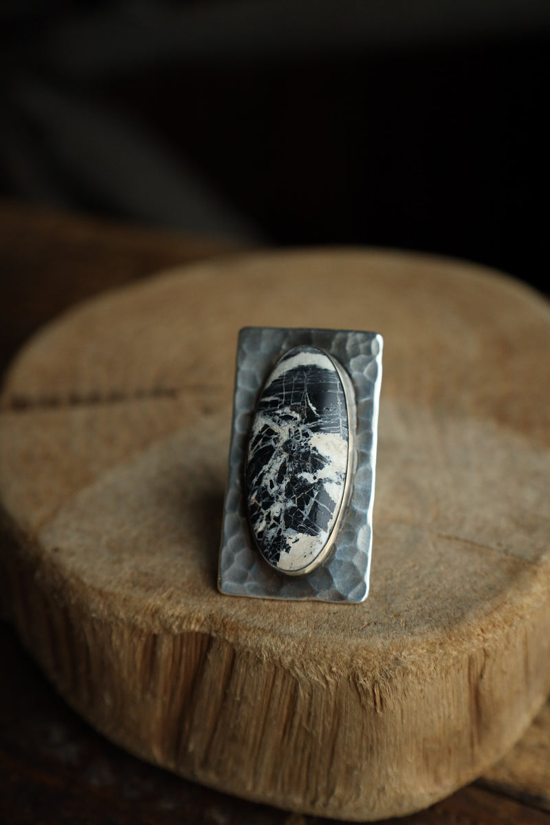 Richard Schmidt White Buffalo Oval Rectangle Ring- Size 6.5