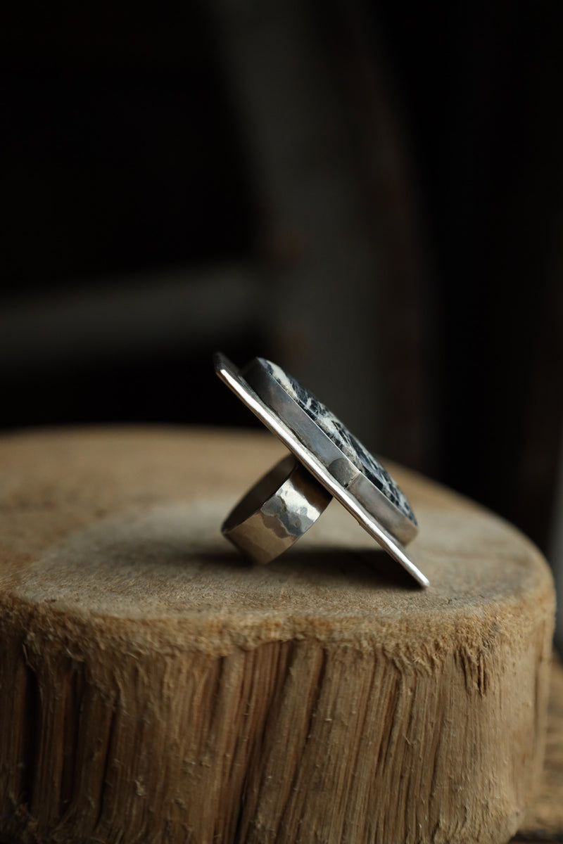 Richard Schmidt White Buffalo Oval Rectangle Ring- Size 6.5