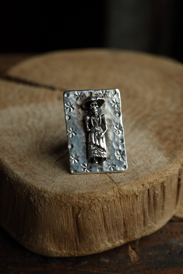 Richard Schmidt Day Of The Dead Lady Ring- Size 7.25