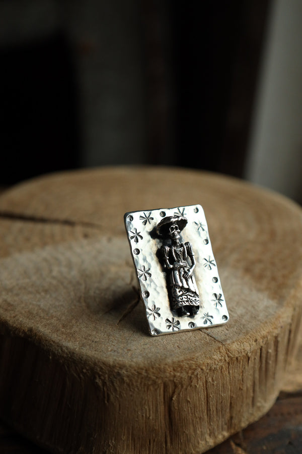 Richard Schmidt Day Of The Dead Lady Ring- Size 7.25