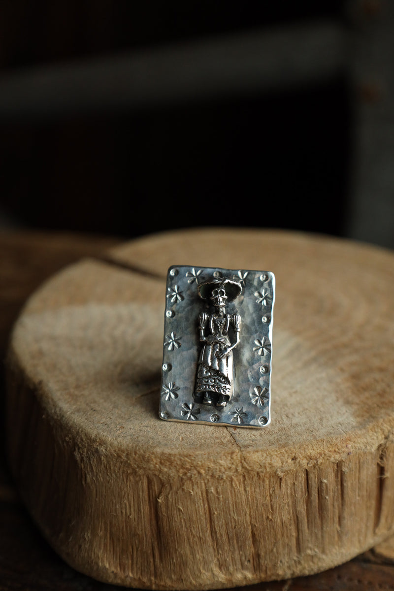 Richard Schmidt Day Of The Dead Lady Ring- Size 7.25