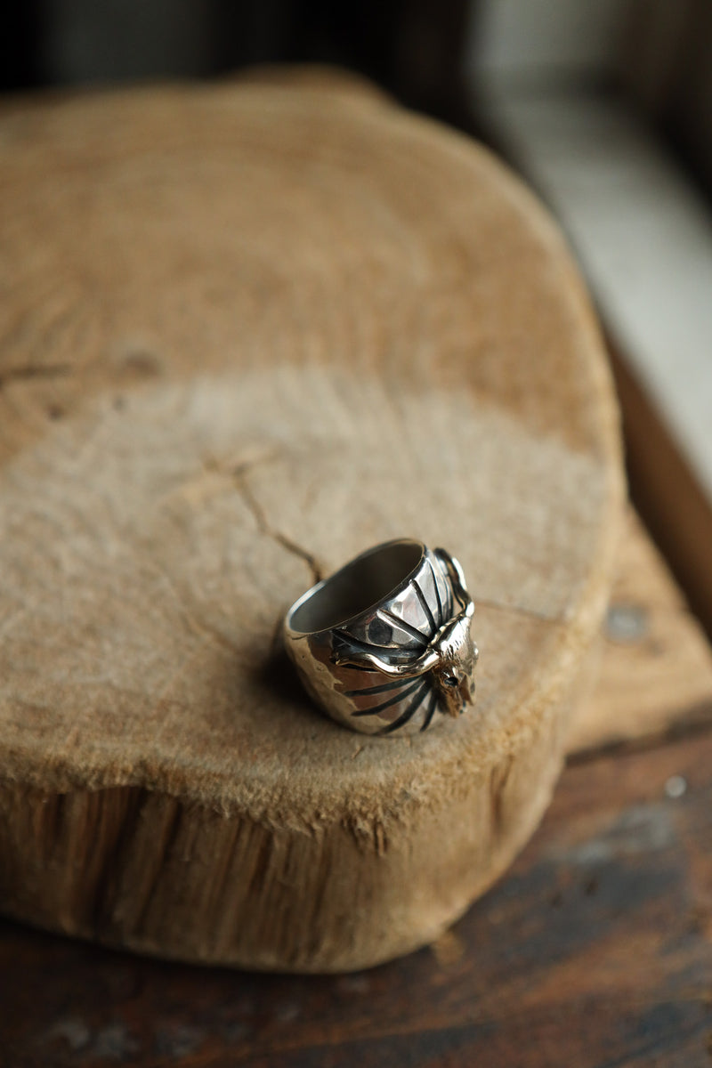 Richard Schmidt Gold Longhorn Skull Rays Ring- Size 7