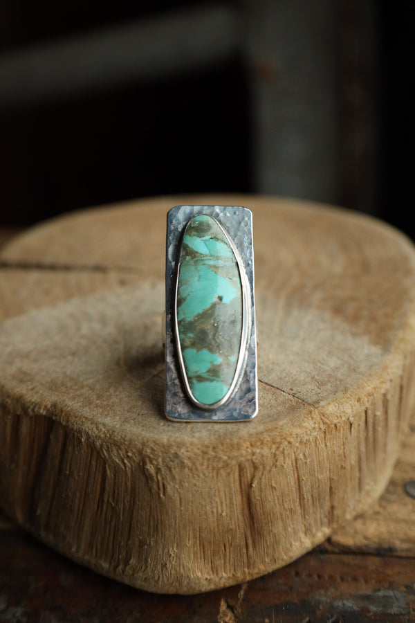 Richard Schmidt Oblong Turquoise Rectangle Ring- Size 10
