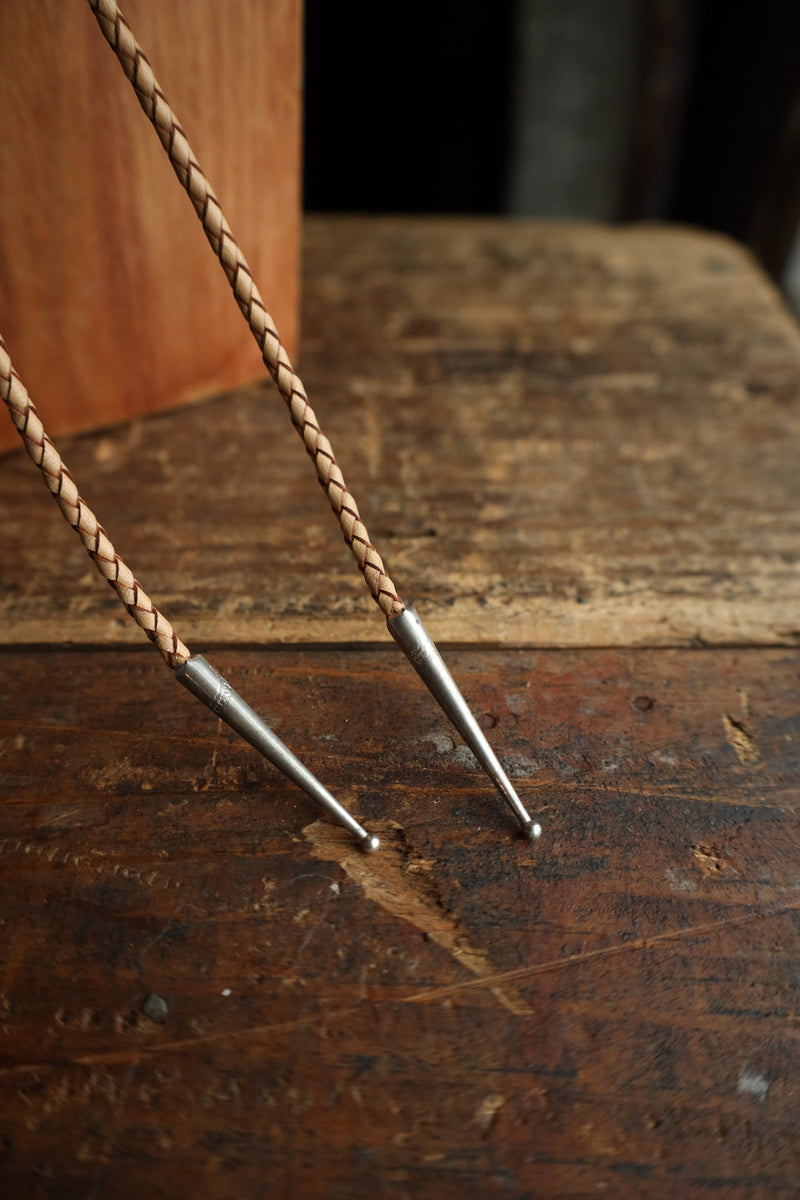 Richard Schmidt Turquoise Pear Sterling Silver Oval Tan Leather Bolo