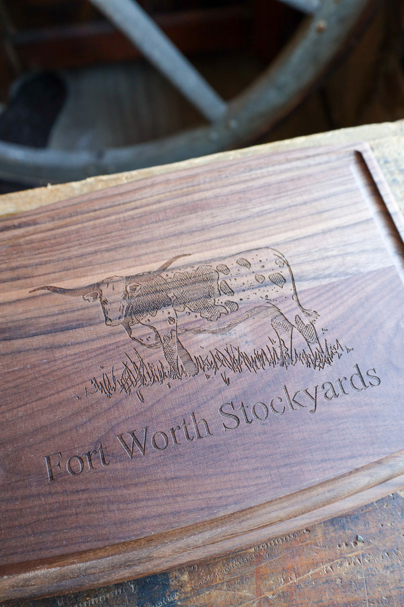 Fort Worth Stockyards Longhorn 12X9 Walnut Board