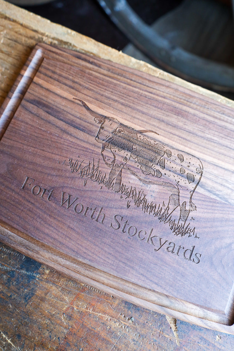 Fort Worth Stockyards Longhorn 12X9 Walnut Board