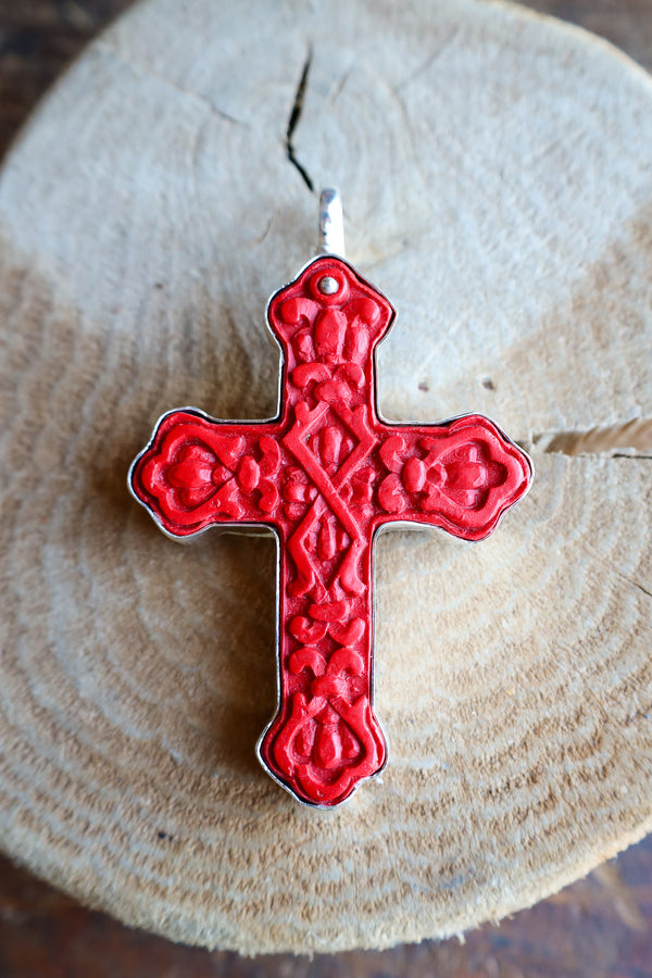 Coreen Cordova Red Cross Pendant