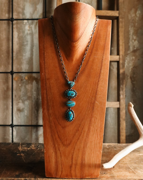 4 PRINCE TURQUOISE DROP ON CHAIN NECKLACE