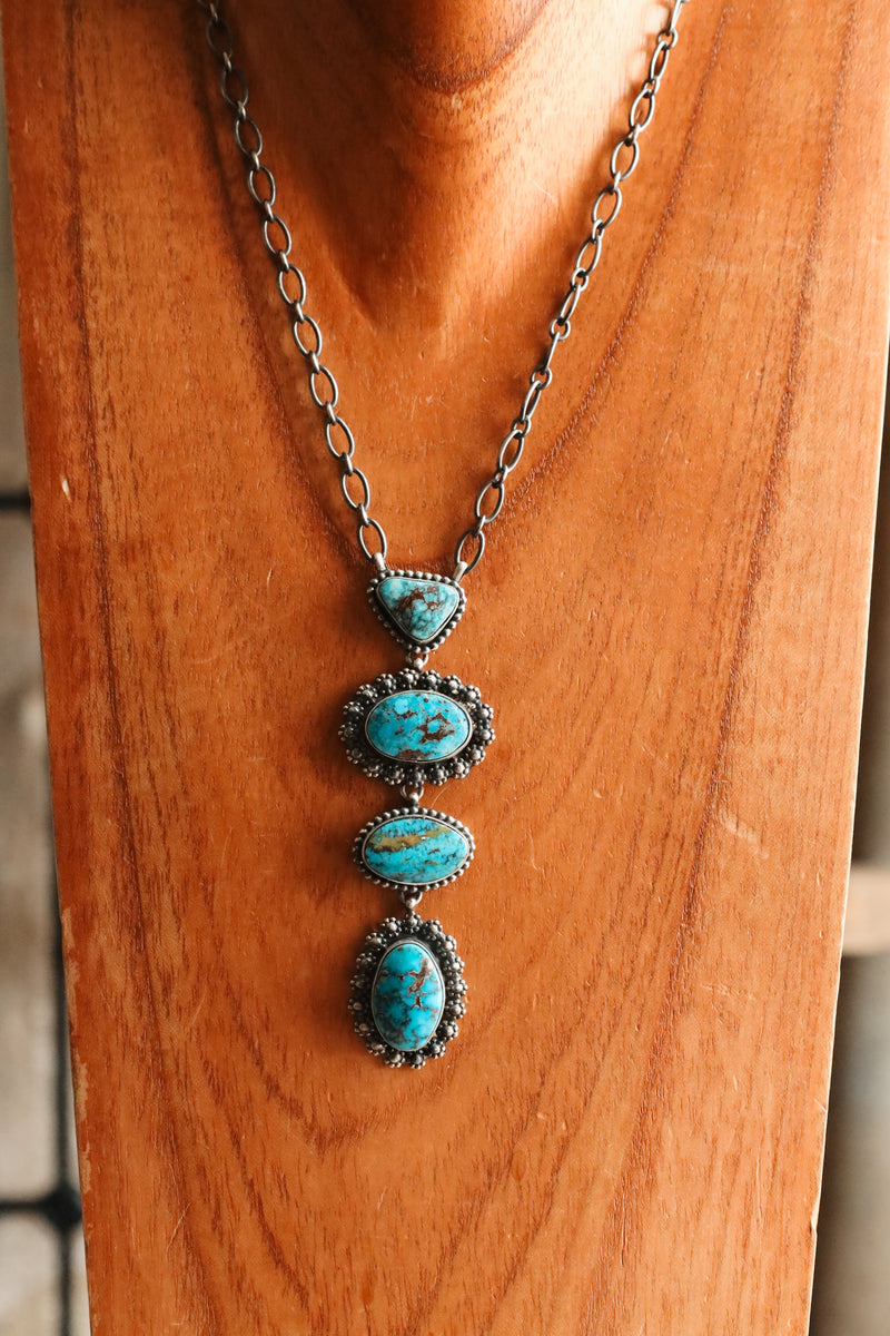 4 PRINCE TURQUOISE DROP ON CHAIN NECKLACE