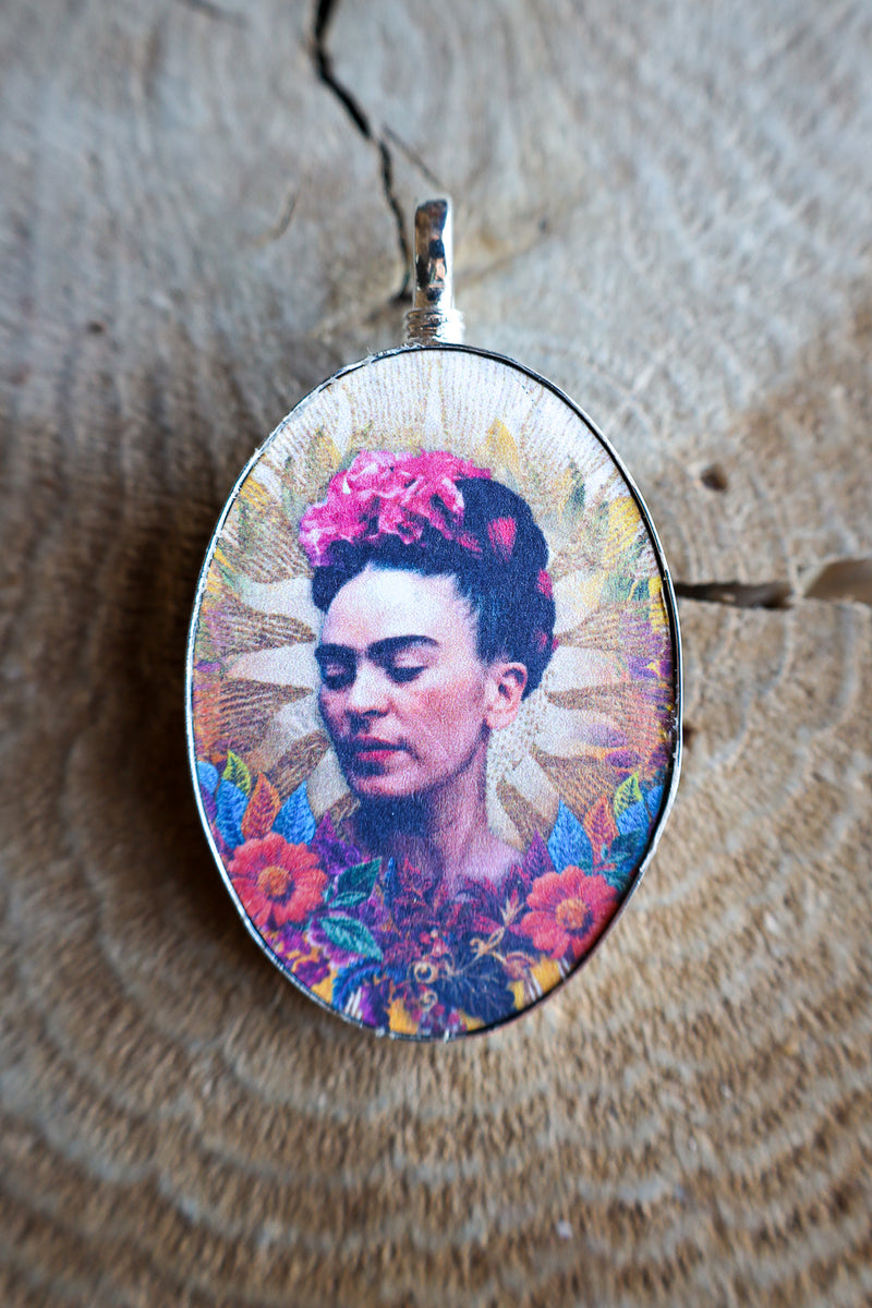 Coreen Cordova Frida With Flowers Pendant