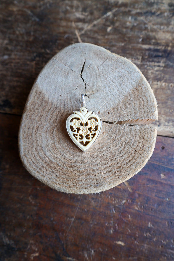 Coreen Cordova Cutout Heart With Flowers Pendant