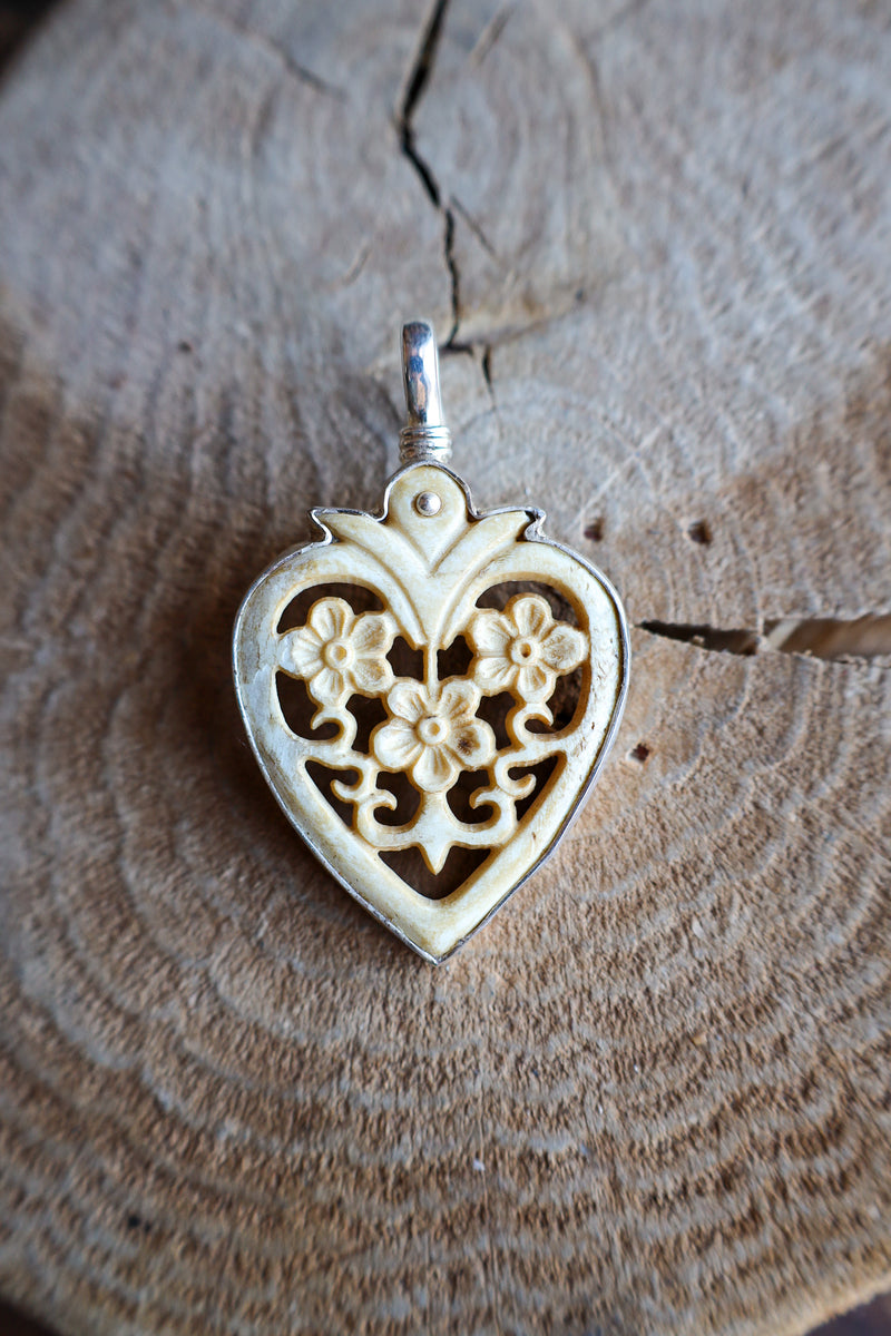 Coreen Cordova Cutout Heart With Flowers Pendant