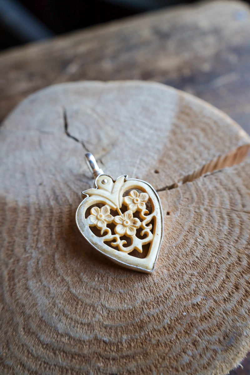 Coreen Cordova Cutout Heart With Flowers Pendant