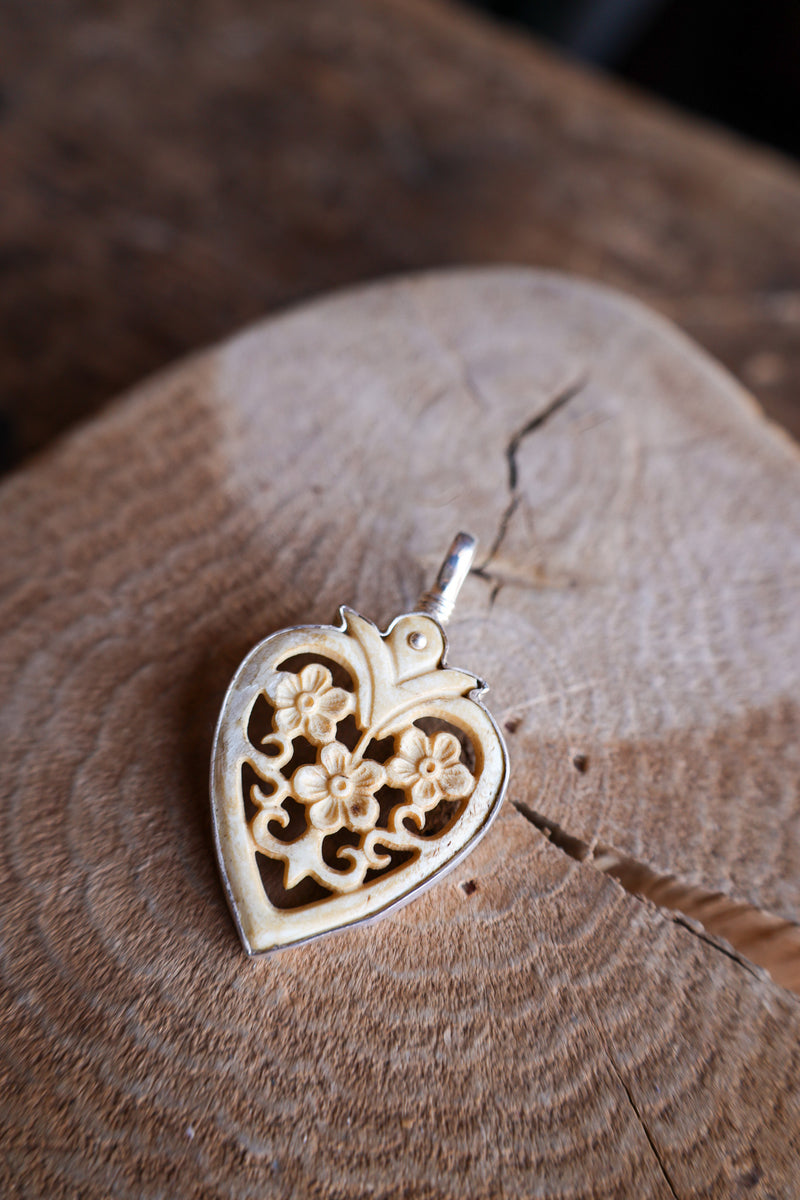 Coreen Cordova Cutout Heart With Flowers Pendant