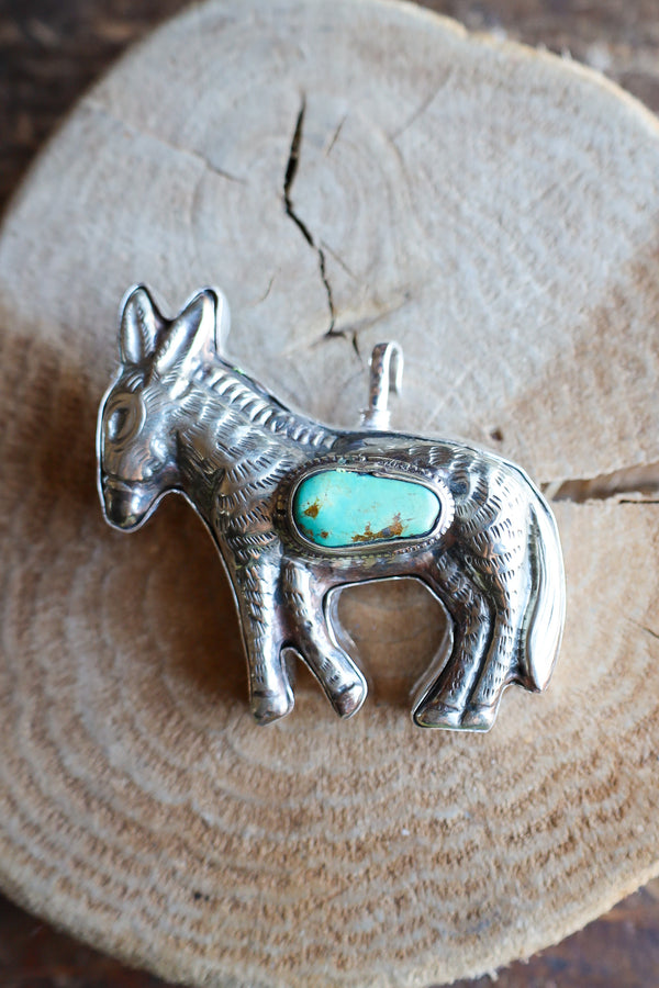 Coreen Cordova Donkey With Turquoise Pendant