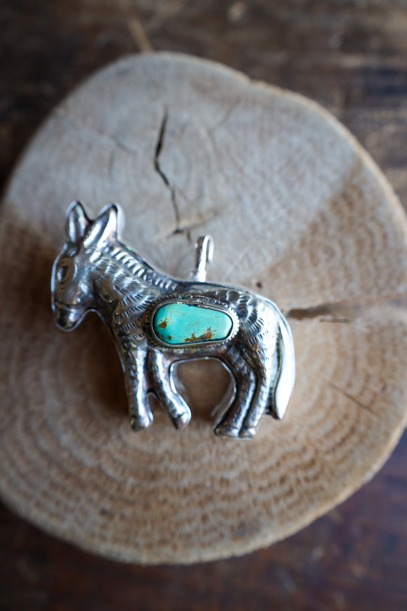 Coreen Cordova Donkey With Turquoise Pendant