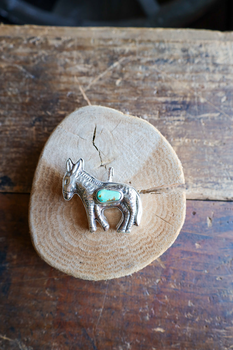 Coreen Cordova Donkey With Turquoise Pendant