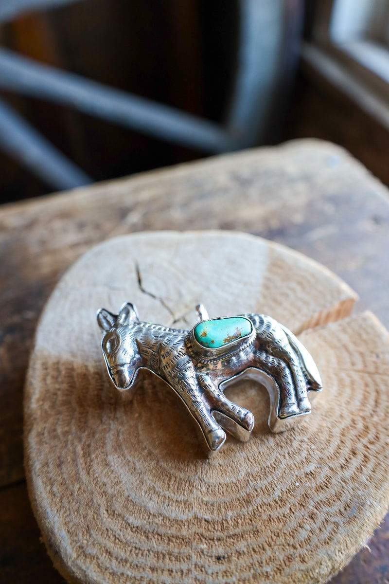 Coreen Cordova Donkey With Turquoise Pendant