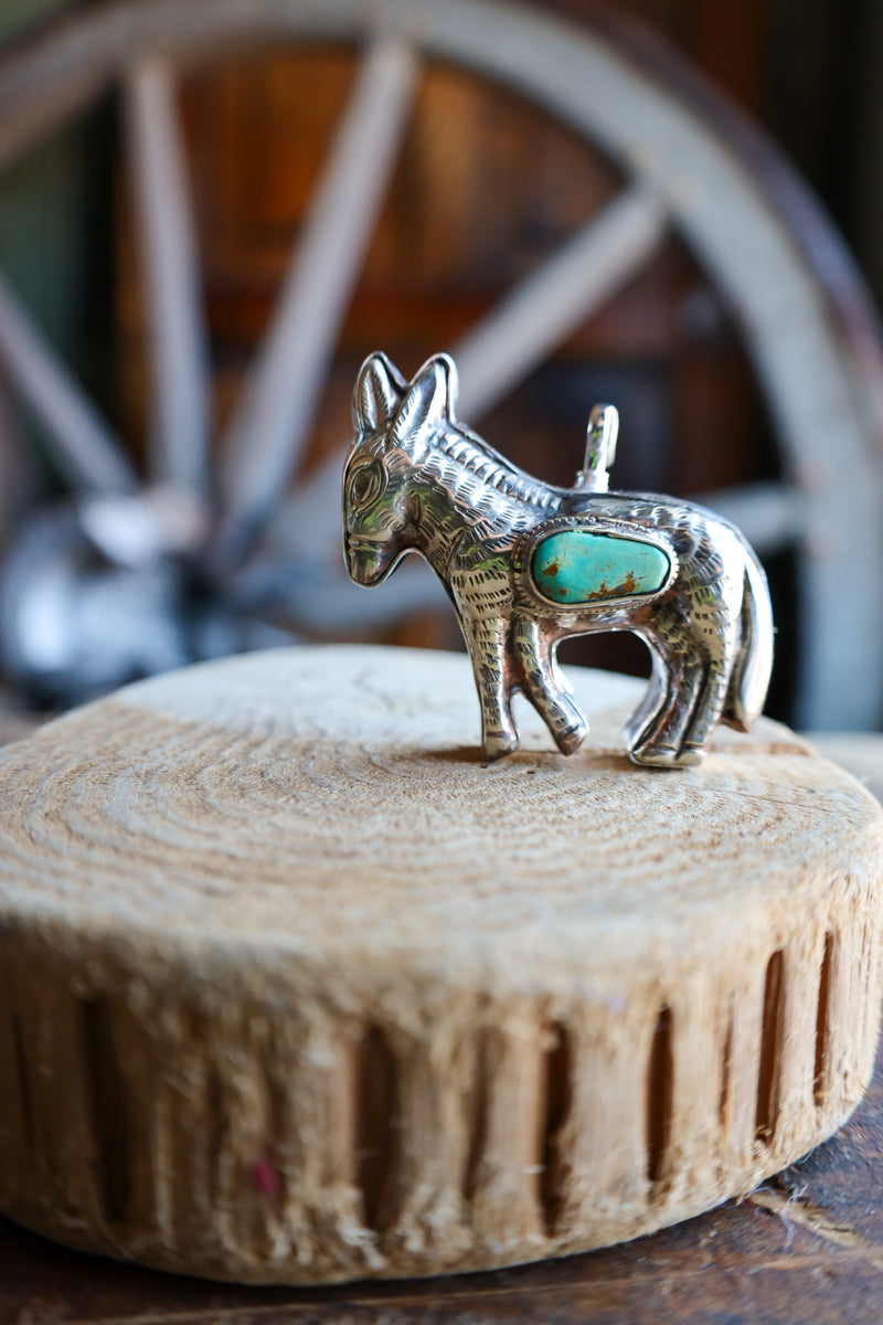 Coreen Cordova Donkey With Turquoise Pendant