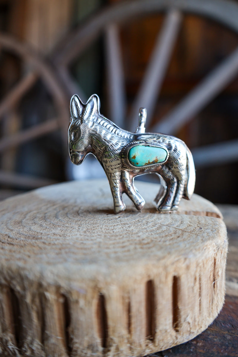 Coreen Cordova Donkey With Turquoise Pendant