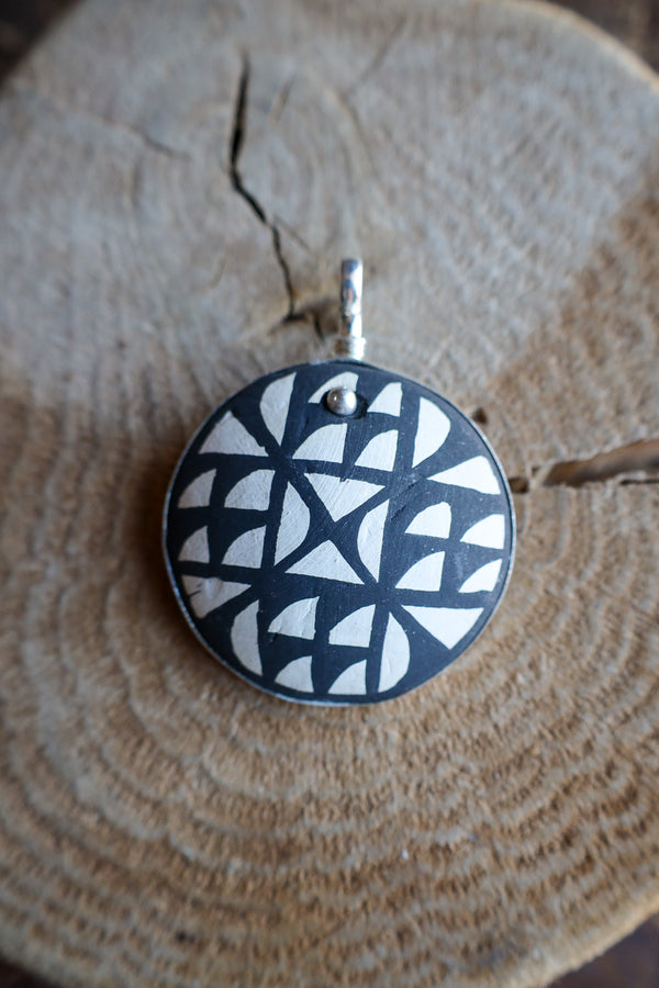 Coreen Cordova Black and White Round Pendant