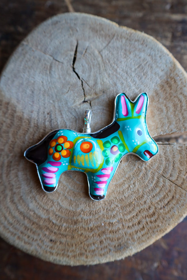 Coreen Cordova Teal Donkey Pendant