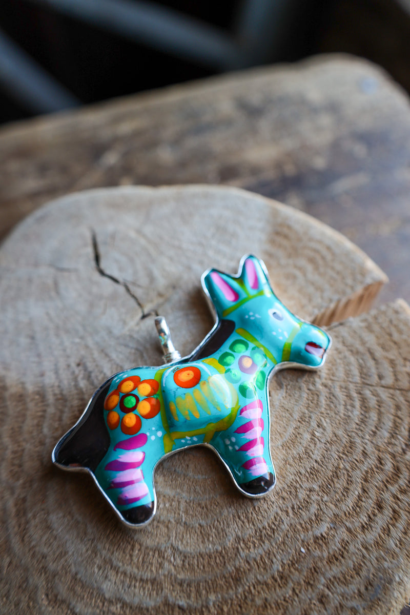 Coreen Cordova Teal Donkey Pendant