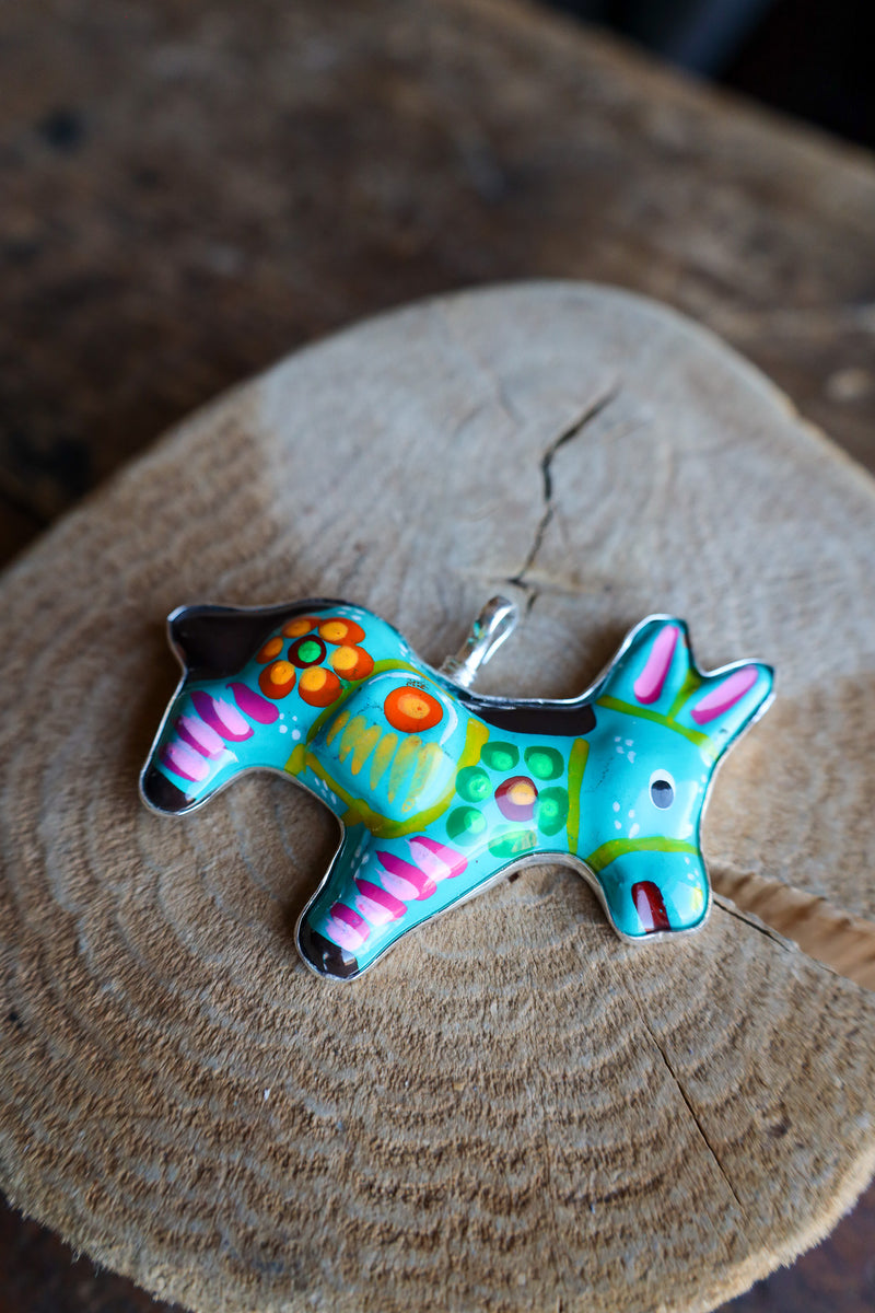 Coreen Cordova Teal Donkey Pendant