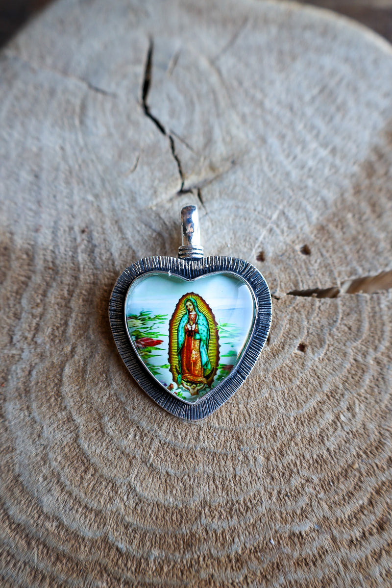 Coreen Cordova Heart With Lady Of Guadalupe Pendant