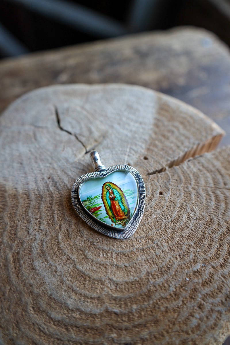 Coreen Cordova Heart With Lady Of Guadalupe Pendant