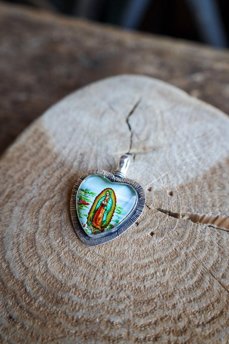 Coreen Cordova Heart With Lady Of Guadalupe Pendant