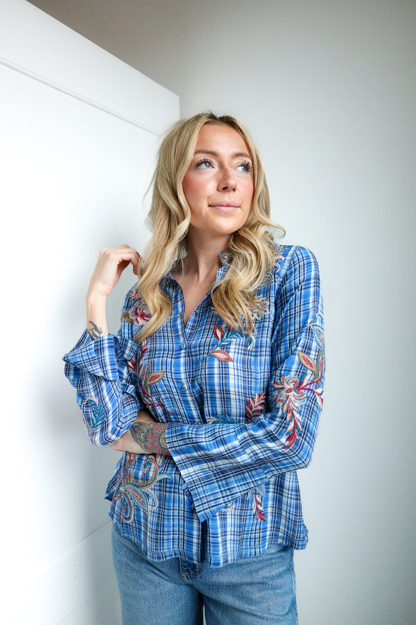 Johnny Was Alexa Vintage Button Down Blouse