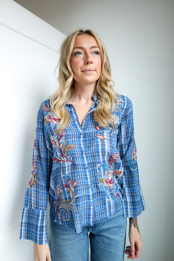 Johnny Was Alexa Vintage Button Down Blouse