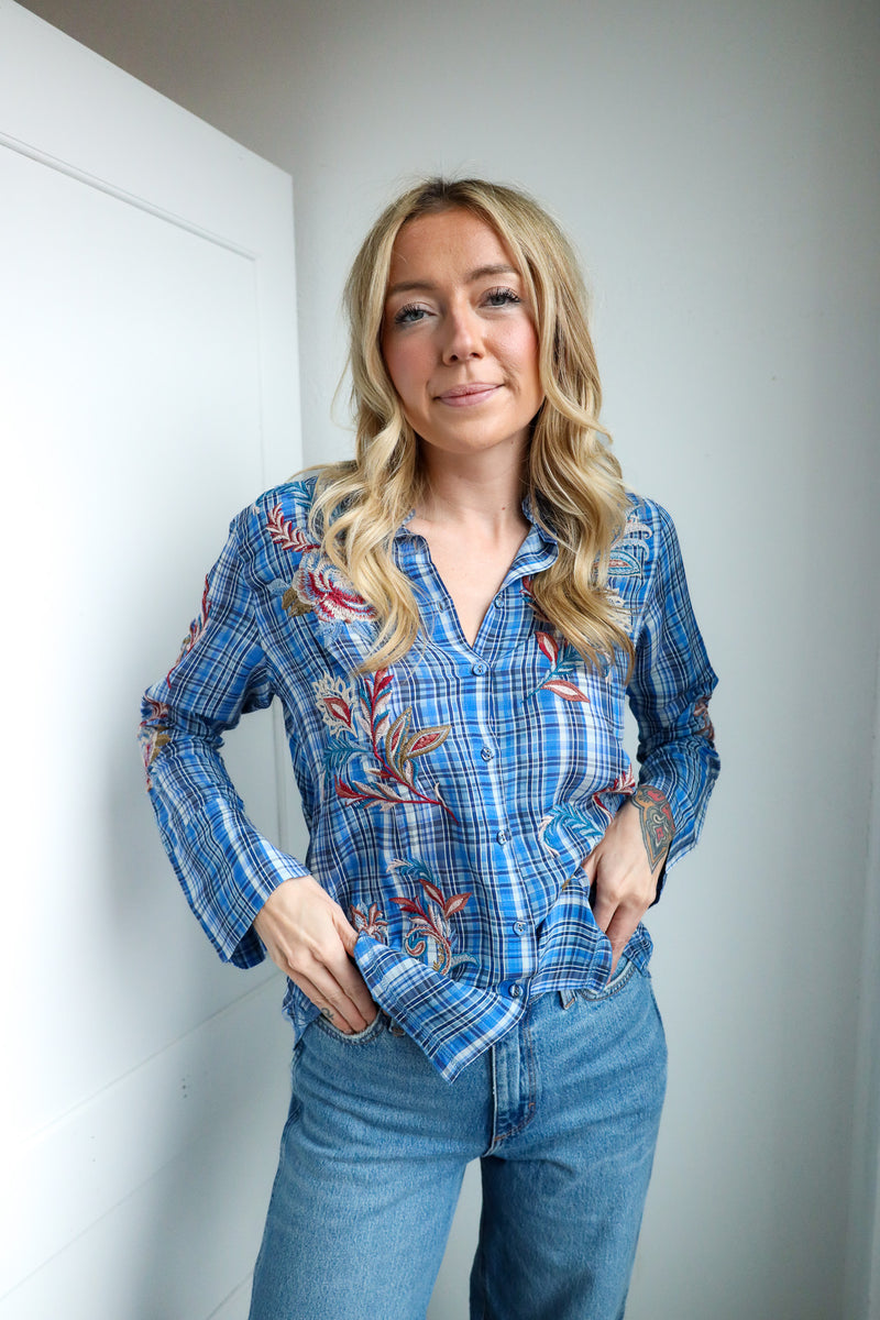Johnny Was Alexa Vintage Button Down Blouse